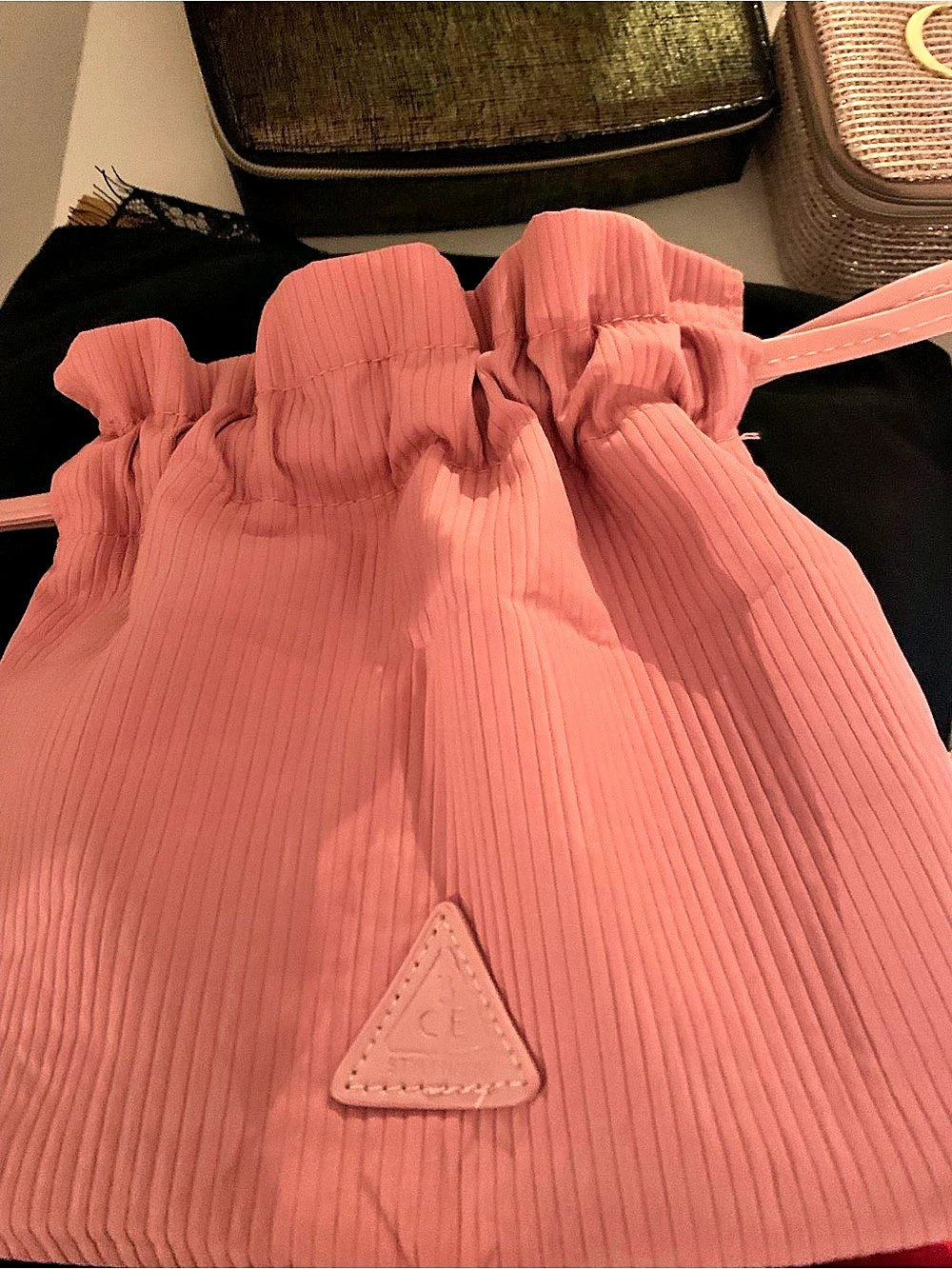 Pleated Pink Cosmetic Bag Like New